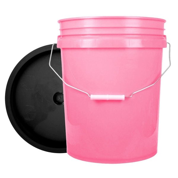 World Enterprises Bucket, 12 in H, Pink and Black 5PNK,345BLK